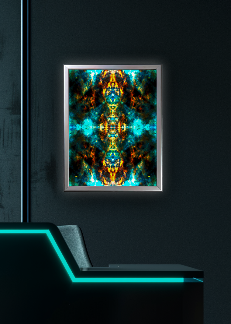 02 Dancing Vectors Totem - Backlit LED Framed Image